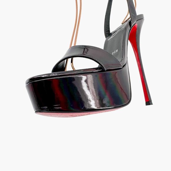 Christian Louboutin Loubi Queen Alta Platform Sandals Size 38.5 US 8.5 Black - Picture 12 of 14
